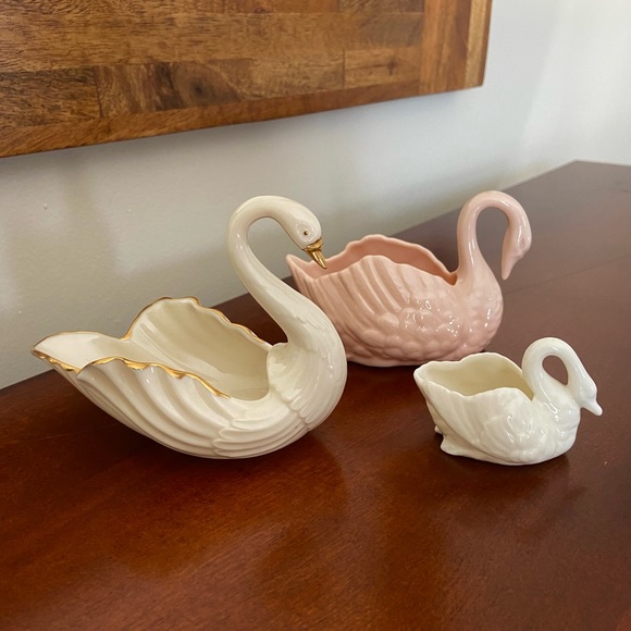 Accents Lenox China Set Of 3 Swans One With 24k Gold Trim Poshmark